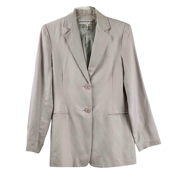 Vintage Jackets & Blazers - Vintage 80s linen lavender long lined blazer 6L